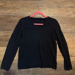 Tommy Hilfiger Women Black V-Neck Sweater